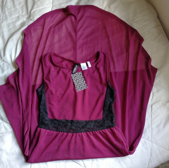 H&M Burgundy lace high low hem midi dress XS - Picture 7 of 7